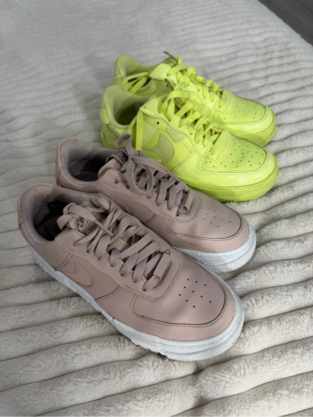 Nike Air Force 1 Sneakers - Neon Yellow & Dusty Mauve